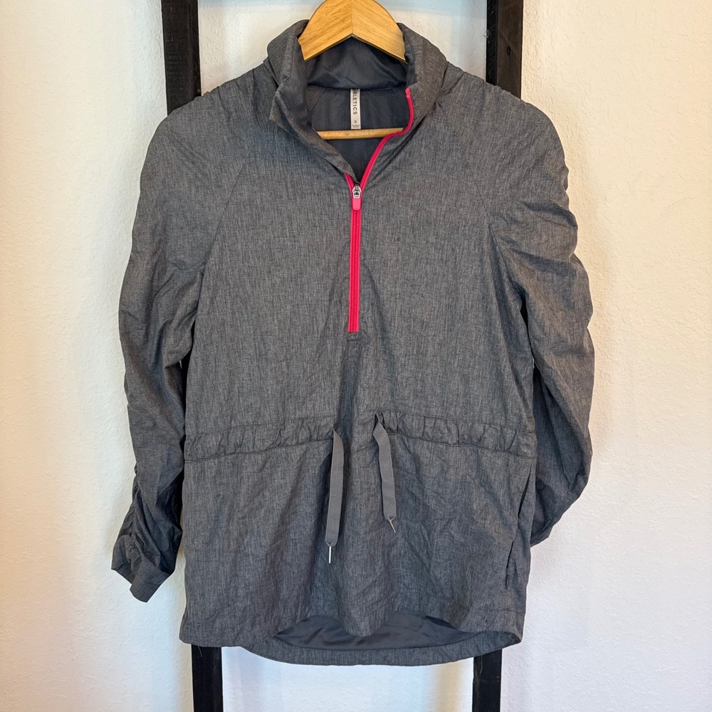 Fabletics Womens Grey Windbreaker‎ Rain Jacket Size S Zip Hoodie